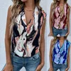 Kadınlar bluz gömlekleri artı boyut 4xl şifon kadın gömlek ve bluz vintage zarif en iyi yaz kolsuz baskı düğmesi blusa mujer moda 2023 p230427