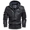 Männer Jacken Mann Winter Dicke Warme Vintage Mit Kapuze Kragen Club Bomber Leder Mäntel chaqueta Motorrad Jacke Männer Casual PU 231128