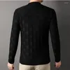 Pulls pour hommes Pulls en tricot Hommes O-Cou Mode Plaid Jacquard Smart Casual Automne Hiver Couleur Solide Pull tricoté Homme