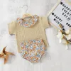 Rompers born Baby Clothes Sets Fashion Short Sleeve Sweaters Shirt Top Bottoms Infant Kids Girls Knit 2pcs Outfits Children Costumes 230427