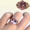 Cluster Rings 100 925 Sterling Silver Natural Stone Ring Romantic 10ct Morganite Diamond Wedding Party For Women Solid Fine Jewel1753354