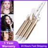 Curling Irons Triple Curling Iron Hair Curler Ceramiczny Warem Warem Curling szczypiec na plażę Warzy Faluje Symping Żelazie włosy Rolki maszynowe Q231128