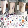 Dövmeler renkli çizim çıkartmaları yuran ayak bileği flora kiraz lavanta flaş sahte su geçirmez dövmeler geçici kadınlar kol göğüs dövme etiketleri vücut sanatı özel Tatoosl