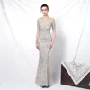 Sukienki imprezowe Deerveado K18123 eleganckie o cekinach na szyję Mermaid Prom 2023 krótkie rękawy formalne sukienki dla kobiet maxi