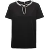 T-shirt da donna 2023 cucita a mano in rilievo manica corta fiocco T-shirt in puro cotone per le donne estate Office Lady Top camicetta femminile Y4084