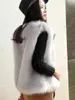 Women's Vests 2024 Winter Female Fur Vest Coat Warm White Black Gray Jacket Large Size 2XL Sleeveless 231128