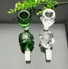 Tubi di vetro Fabbricazione di fumatori Narghilè soffiato a mano Testa di bolla dell'adattatore di vetro del modello del fumetto verde