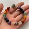 Strand 7 Chakra Healing Crystals Bracelet 8mm Natural Meditation Stone Ies Confidant Beaded OM Lotus