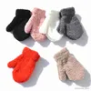 Children's Mittens Winter Coral Fleece Kids Short Gloves Children Baby Solid Knitted Plush Furry Full Finger Mittens Autumn Hand Warmer 1-4Years