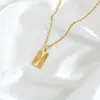 Colares de pingente 18k banhado a ouro para mulheres moda jewlery retangular colar de corrente de onda de água