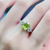 Cluster Rings Jewelry Natural Peridot Ring With Main Stone Size Of 5 7mm And 925 Sterling Silver For Women Party Wear Gifts