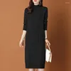 Casual Dresses Half High Neck Sweater Dress For Women Lazy Wind 2023 Autumn And Winter Knitwear Loose Warm Twists Bottoming Knitted Shirt