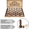 Jeux d'échecs 39CM jeu d'échecs en bois magnétique 2 reines supplémentaires planche pliante fait à la main Portable jeu d'échecs de voyage ensembles jeu d'échecs débutant 231127