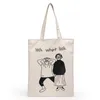Shoppingväskor 2023 Eco foldble återanvändbar duk tygväska för kvinnor bomull tyg axel shoppare damer handväskor bolsos