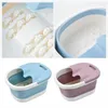 Bathtubs Folding Foot Wash Tub with Lid Sauna Soaking Foaming Massage Bucket Pedicure Foot Bath Basin Portable Foldable Footbath Hot Tubs