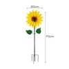 Trädgårdsdekorationer Solros Windmill Metal Rotating Wind Spinner med Stake Standing Lawn Flower Pinwheel Outdoor Decor Kids Toy 231127