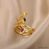 Fedi nuziali Anelli Waterdrop in acciaio inossidabile con zirconi per le donne Anello aperto color oro a tre strati Anello twist di lusso estetico gioielli da sposa regalo R231128