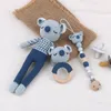 Jouets de dentition faits à la main au Crochet Animal bébé anneau de dentition jouet en bois né anneau de dentition Koala poupée en peluche couverture en mousseline bébé naissance Souvenir boîte-cadeau 231127