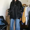 Jaquetas femininas Houzhou vintage preto bombardeiro jaqueta mulheres moda coreana streetwear pista gótico oversized zíper primavera casacos soltos