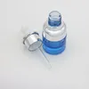 20 ml 30 ml Luxus-Tropfflasche aus Glas, einzigartige Serumflaschen, blau, mit spezieller silberner Abdeckung, moderater Preis, Ohkwp