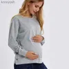 Tops de maternidad Camisetas Ropa para madres embarazadas Poliéster europeo y americano Manga larga Maternidad Suéteres sólidos sueltos Ropa de invierno para mujer L231127