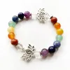 Strand 7 Chakra Healing Crystals Bracelet 8mm Natural Meditation Stone Ies Confidant Beaded OM Lotus