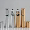 10ml shiny UV coating glass roll on perfume bottle, gold silver black essential oil vial With Stainless Steel Roller ball Nbfhe