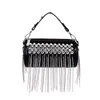 Shoulder Bags Causal Rhinestone Tassel Handbags Women 2023 New Summer Diamonds Bucket Tote Clutch Black Messenger Punk 230426