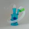 Oil Dab Rig Bong Mini Hookah Recycler Bongs de agua de vidrio con tubo de quemador de 10 mm Manguera de silicona Punta de goteo Perc Pipas para fumar Percolador ZZ