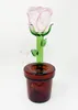 Vintage Pink Rose Flower Pot Glass Bong 10INCH Water Hookah Smoking Pipe With Bowl Original Glass Factory can put customer logo by DHL UPS CNE