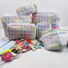 Sacs à cosmétiques Cas Rainbow Plaid Toilette Voyage Sac de rangement Pochette Maquillage Sous-vêtements d'extérieur Fournitures de beauté Organisateur 231127