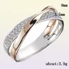 Huitan новейшее свежее двухцветное кольцо X-образной формы для женщин, свадебные модные ювелирные изделия, большие современные кольца с ослепительным камнем CZ Anillos7788598