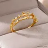 Wedding Rings Zircon Butterfly Rings for Women Luxury Stainless Steel Wedding Ring 2023 New in Couple Jewelry Anillos R231128
