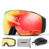 Óculos de esqui copozz inverno com dupla camada magnética lente polarizada antifog uv400 proteção masculino óculos caso 231127