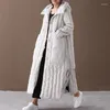 Cappotto lungo da donna in piumino invernale sciolto di grandi dimensioni con cappuccio tasca grande monopetto (tessuto in piumino) camicetta addensata di alta qualità femminile YR1