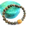 Strand 1 Pc Trendy Agate And Tian Huang Stone Bead Bracelet - 8mm Rounds 11x12 Drum Beads 19.5cm Elastic