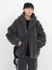 Herren Pelz Kunstpelz Gmiixder Winter Kunstpelzmantel Übergroßer Kaschmir Herren Reißverschluss Dunkelgrauer Mantel Unisex Hip Hop Kapuze Plüsch Gepolsterte Jacke 231128