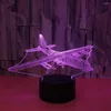 Ночные огни внешняя торговля самолеты 3D светодиодные светодиодные акриловые пульт 7 -й смена цвета детская комната Luminaria de Mesa Lamp