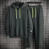 Men's Tracksuits Tracksuit Men 2 Peça Cinza traje os homens da primavera e do outono Roupas de ginástica Use traje de corredor para homens Sorto de velo 230428