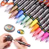 12pcsWatercolor Brush Haile 24 Color Metallic Acrylic Markers Broad Tip Paint Pens For Rocks Halloween Pumpkin Wood Stationery Christmas Gift P230427