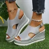 Jurk Schoenen Vrouwen Zomer Strand Sandalen Casual Peep Toe Gouden Zilveren Wiggen Dikke Bodem Plus Size Hoge Hak Sandalias De Mujer Verano