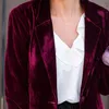 여자 양복 블레이저 섹시 V 목 황금 벨벳 작은 정장 재킷 가을 여성 슬림 한 단색 긴 슬리브 코트 우아한 사무실 파티 재킷 231127