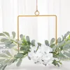 Decorative Flowers Artificial Flower Wreath Circular Rectangle Triangle Iron Ring Door Wall Hanging Decor Home Wedding Decoration