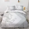 S Bedmol de mármore branco Bedding Modern 3D Conjunto de edredão confortável linho de cama dupla grande moda de luxo 230524