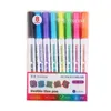 12pcswatercolor borste s 8pcs/set Colorful Double Line Highlighter fluorescerande markör godisfärgstudent Multicolor Hand Note penna för skolaffisch P230427