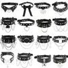 Choker Diezi Hip Hop Heart Star Rivet Circle Ball Tassel Chain Necklace Torques Gothic Pu Leather Women Sexy Smycken