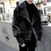 Men's Down Thermal Fashion Trench Coats Fleece Fur Liner Zip Winter Men Padding Jacket Streetwear Hooded Vintage Anorak Parkas KK60MF