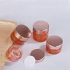 Pink Glass Cosmetic Cream Jar with Rose Gold Lid 5g 10g 15g 20g 30g 50g 60g 100g Makeup Cream Jar Travel Sample Container Bottles with Qvqi