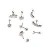 Nouveau Acier Inoxydable Zircon Cubique Petite Oreille Fil À Ongles Fleur Oreille Os Ongle Corps Piercing Bijoux Boucles D'oreilles 14K Plaqué Or Réel Hypoallergénique Vis Fow Femmes