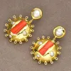 Boucles d'Oreilles Pendantes Branche Orange Naturelle Perle Blanche de Culture Goutte Goutte Plaqué Or Fait Main Pour Femme